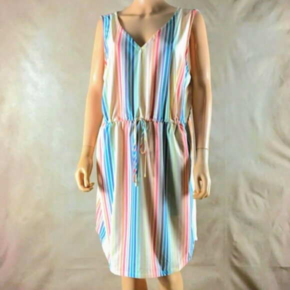 Brand New Women's Eddie Bauer Colourful Striped Sleeveless Dress - Picture 5 of 16